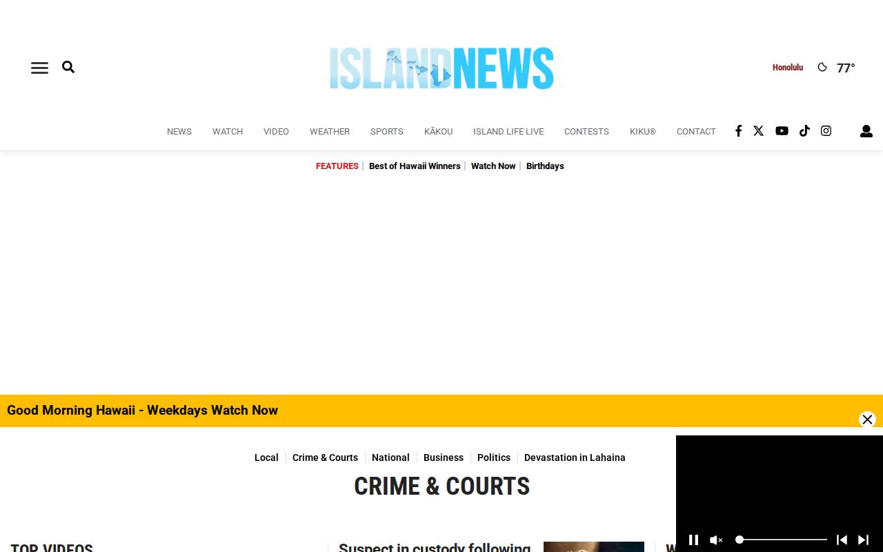 Honolulu County KITV crime-news and arrest-record coverage