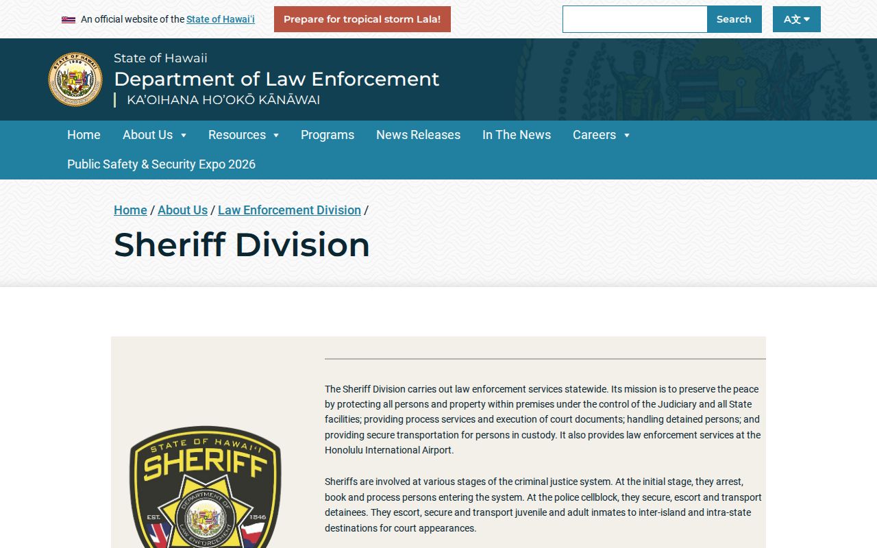 Honolulu County statewide sheriff warrant and records contact reference